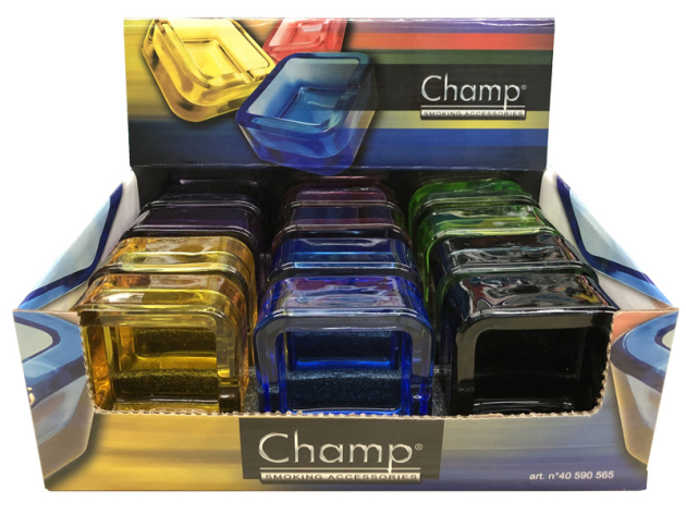 Ashtray "Smoke" glass 7,3x7,3cm, 12p Display