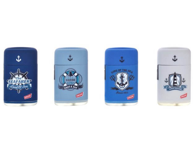 Sturmfeuerzeuge "Navy" Jet-Flamme, 4-fach sortiert, 20er Display