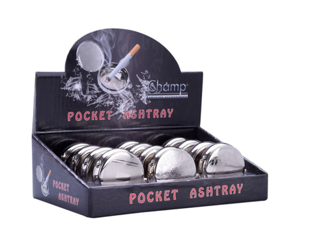 Taschenascher "Silver-Chrome" rund, 12er Display