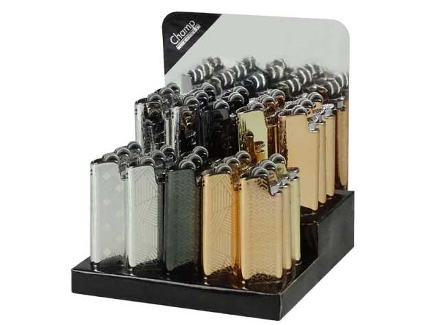 Metallfeuerzeuge "Champ", mit Reibrad, 30er Display*