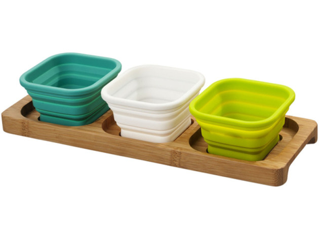 Bambustablett mit 3 Schälchen
