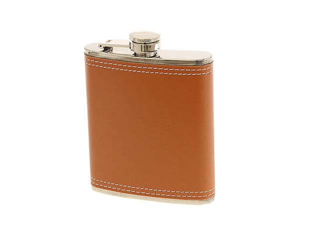 Flachmann "Lederoptik" Hellbraun; 7oz