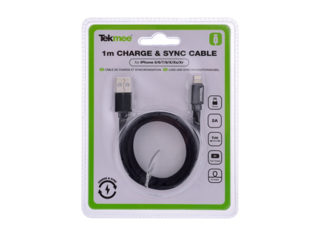Tekmee Ladekabel USB auf Lightning, 1m, versch. Farben