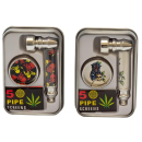 Handpfeifen-Set "Totenkopf und Tiger" 3tlg. mit Grinder und Siebe; einzeln