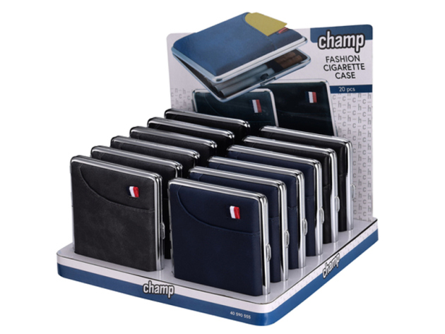 Zigarettenetui "Lederoptik/Flaggen" für 20 Zig., mit Gummiband, 12er Display