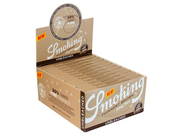 Smoking King Size Thinnest Brown 24 Hefte je 33 Blatt + Filter Tips