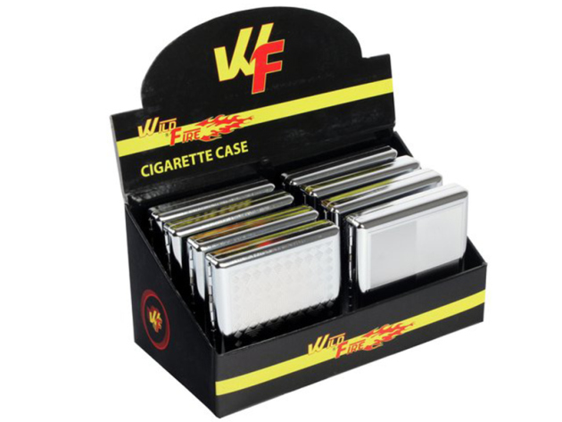 Zigarettenetui "Chrom Muster" für 20 Zig., mit Spange, 8er Display
