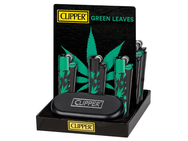 Clipper Metal Large GREEN LEAVES, 12er Display