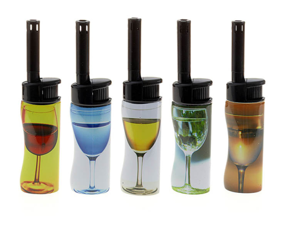 Stabfeuerzeuge Mini "Wine", versch. Motive, 50er Display