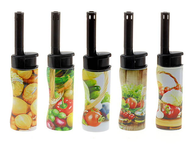 Stabfeuerzeuge mini "Vegetables", versch. Motive; 50er Display