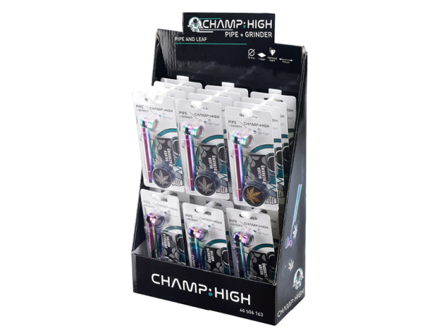 Handpfeifen-Set "Regenbogen" mit Grinder und Ersatzsieben 24er Display