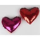 Pailletten - Herzkissen, 20x5 cm, rot und pink, 2-fach...