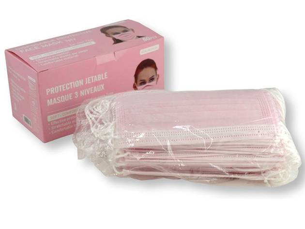 Mundschutz "Face Mask" 3-lagig; rosa; 50er Box