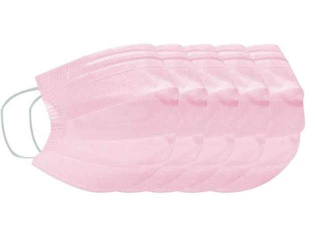 Mundschutz "Face Mask" 3-lagig; rosa; 5er Pack