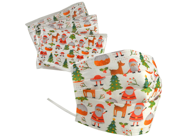 Mundschutz "Face Mask" CHRISTMAS-01 white, 3-lagig, 5er Pack in 50er Box