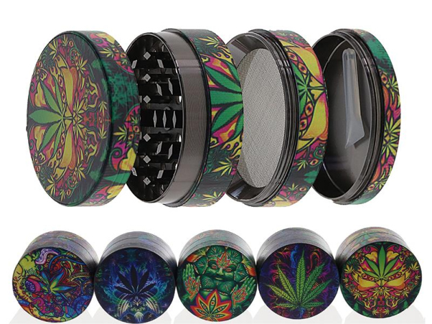 Grinder "Hanf Jungle" Metall, 4-tlg.; 5 versch. Motive; 52 x 35 mm; einzeln
