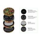 Grinder "Reggae Hanf" Metall; 4-tlg.;  6 versch. Motive; 52 x 35 mm; einzeln