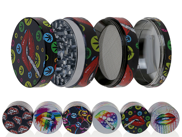 Grinder "Lips"; Metall; 6 verschiedene Motive; 52 x 35 mm; einzeln