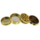 Grinder "Hanfblatt Gold" Metall, 4-tlg.; 55 x 41 mm