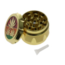 Grinder "Hanfblatt Gold" Metall, 4-tlg.; 55 x 41 mm