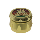Grinder "Hanfblatt Gold" Metall, 4-tlg.; 55 x 41 mm