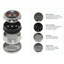 Grinder "Skulls" Metall; 4-tlg.; 3 versch. Motive und Farben; 55 x 41 mm