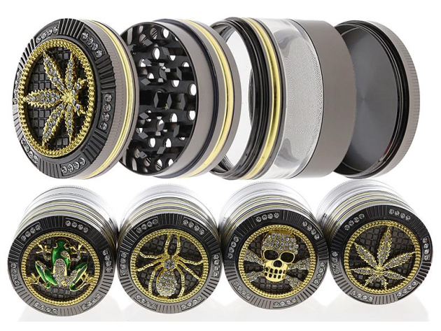 Grinder "High Grade Glitter" Metall, 4 versch. Motive; 4-tlg.; 52 x 62 mm; einzeln