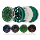 Grinder "Hanfblatt" Metall, Silber mit...