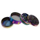 Grinder "Konfetti Glitter" Metall, 4-tlg.; regenbogenfarbig; 44 mm x 34 mm