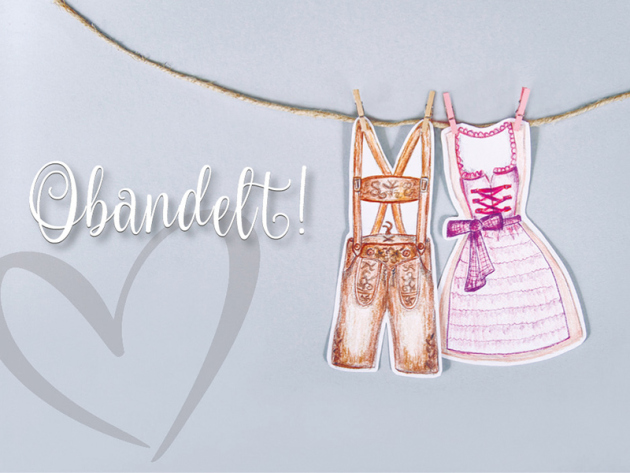 Hochzeitskarte "Obandelt!"; Doppelkarte; 5er Pack