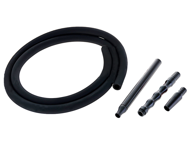 Shishaschlauch Gummi und Metall, Schwarz, auseinanderbaubar 1,82 m