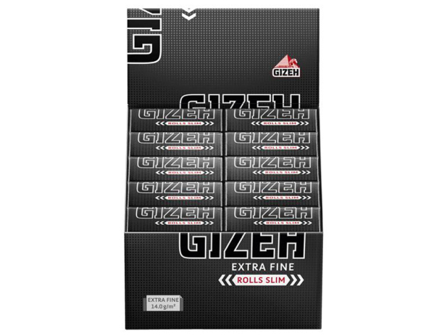 Gizeh Black Rolls Slim 20 Rolls each 5 meters