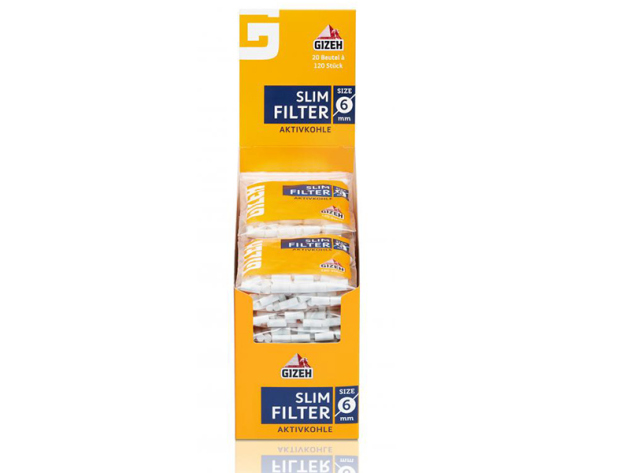 Gizeh Slim Filter Active Charcoal 20 bags each 120 filters