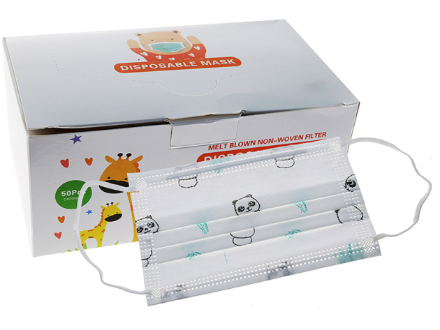 Mundschutz "KIDS Face Mask" PANDA; weiß; 3-lagig; 50er Box