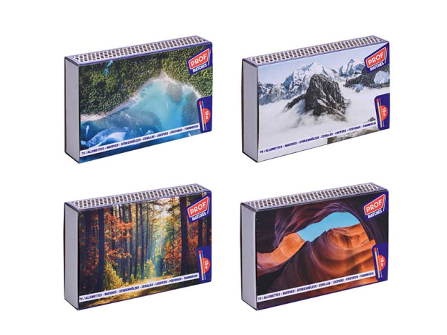 Kaminstreichhölzer "Landscapes" 10 cm, 70er Packung; 20er Display
