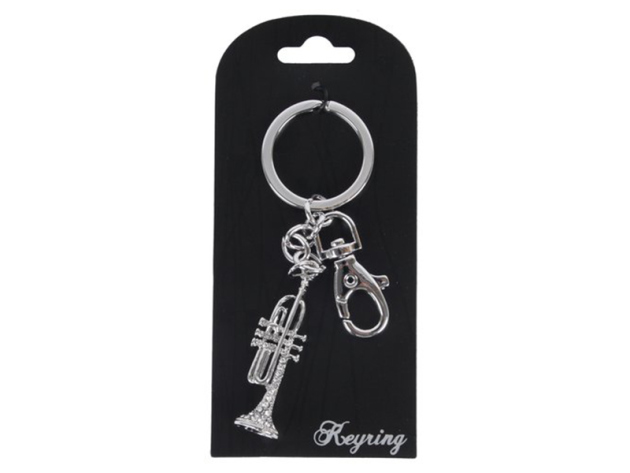 Schlüsselanhänger "Trompete", silber chrom glänzend