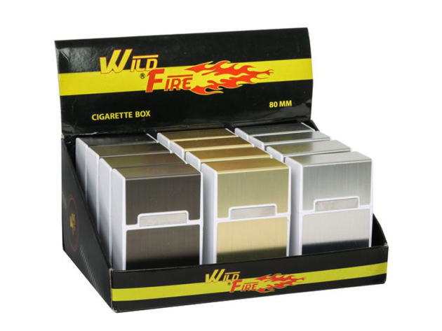 Zigarettenboxen "Metallic" mit Magnetverschluss; 12er Display