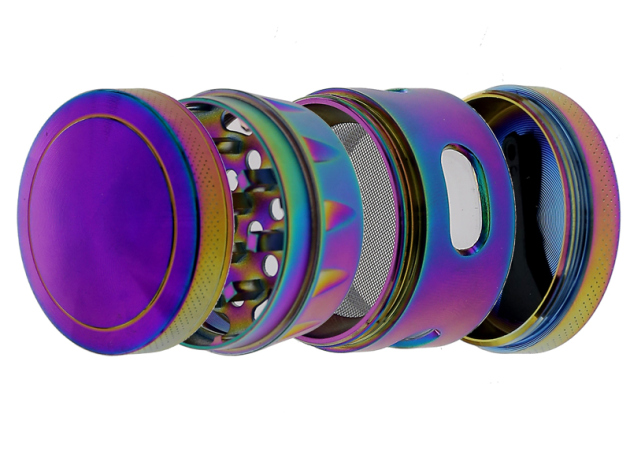 Grinder "Rainbow" Metall; Magnetverschluss; 4-tlg.; 4 x4,5 cm