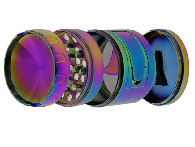 Grinder "Rainbow" Metall mit Auffangkorb, 4-teilig; 7,1 cm x 6,15 cm