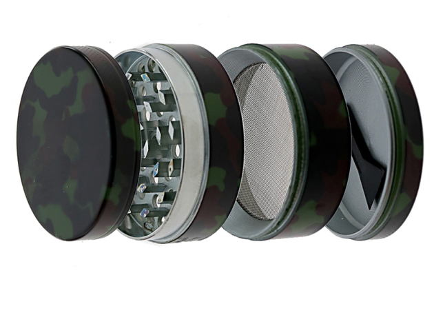 Grinder "Camouflage" Metall; Magentverschluss; 4-tlg.; 37 x 43,5 mm