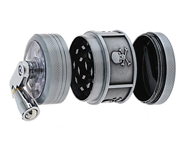 Kurbelgrinder "Skulls" Metall; Magnetverschluss; 3-tlg.; 3,8 x 4 cm