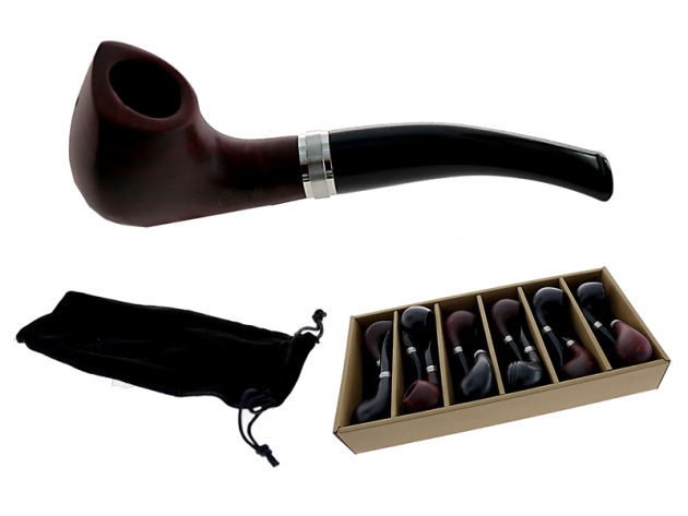 Pfeife "Excellent" braun u. schwarz mit Kunststoffmundstück, 9 mm Filter