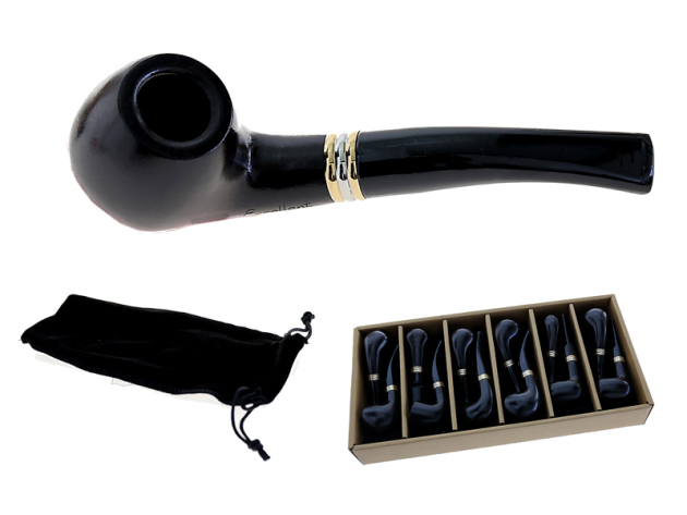 Pfeife "Excellent" schwarz, mit Kunststoffmundstück, 9 mm Filter