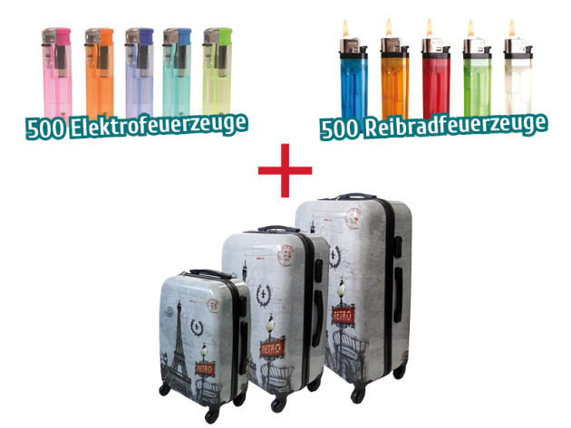 Aktion 1000 Feuerzeuge + Koffer Set
