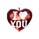 Pailletten - Herzkissen "I Love You"