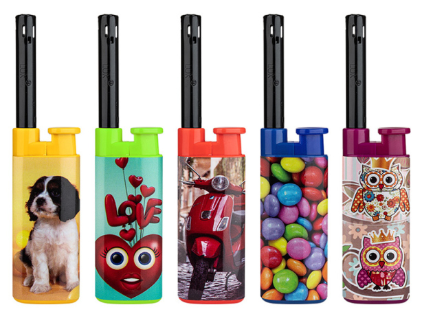 Stabfeuerzeuge Mini "Design 1";  25er Display