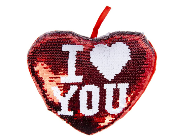 Pailletten - Herzkissen "I Love You", 20 cm