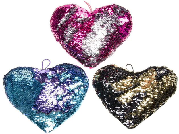 Pailletten - Herzkissen, versch. Farben, 6er Pack