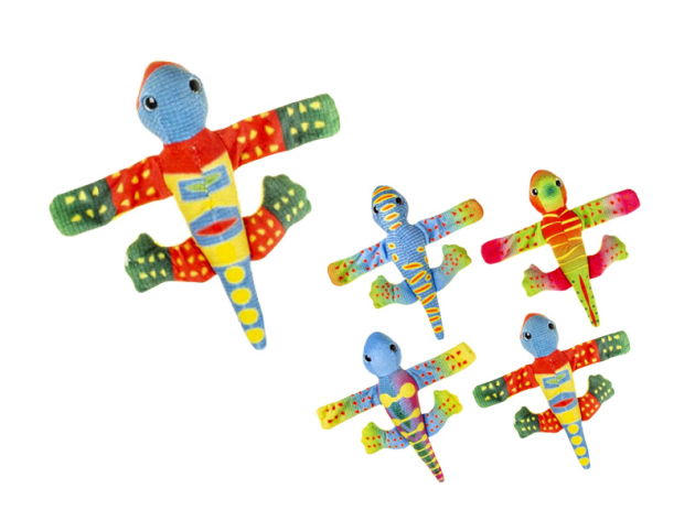 Plüsch Eidechse Klapparmband, 4-fach sortiert, einzeln