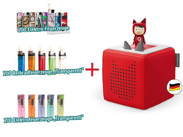 Aktion 600 Feuerzeuge + Toniebox Starterset rot